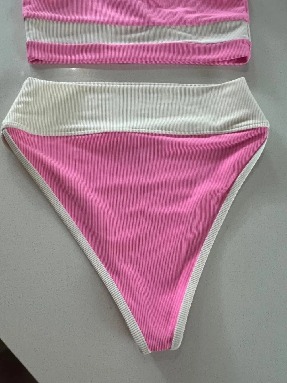 Beach Riot Eva Colorblock pink Bikini Top and bottom set size L